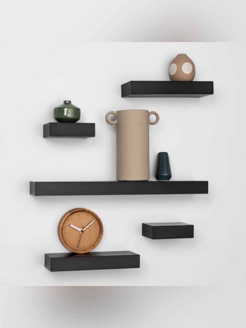 New Threshold 5-piece Wedge Shelf Set in a black wood finish